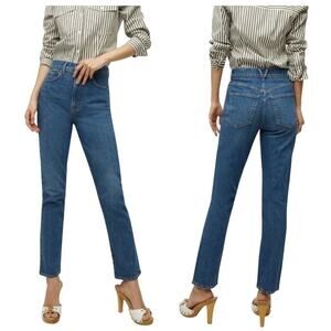 Veronica Beard Alenah Slim Straight High-Rise Jeans Sz 24 in Midmorning Sun